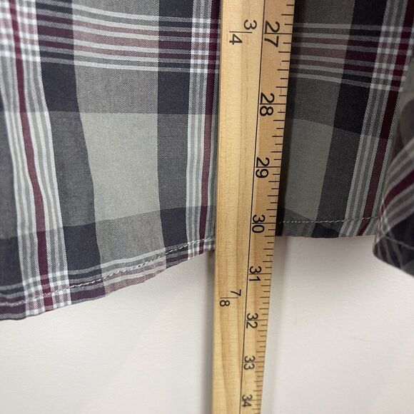 Plugg Mens Button Up Shirt XL Green Gray Long Sleeve Plaid Chest Flap Pockets - Picture 8 of 8